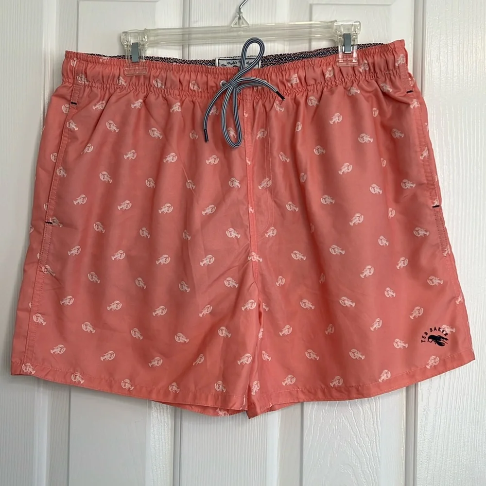 TED BAKER Lobster-Print Swim Trunks men’s size L/XL